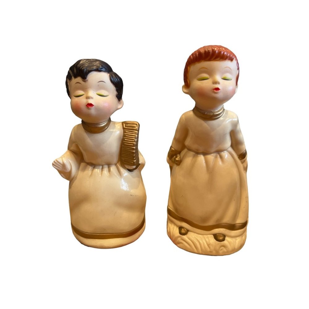 Berman & Anderson 1973 Musical Kissing‎ Boy & Girl Angels Silent Night Plastic -